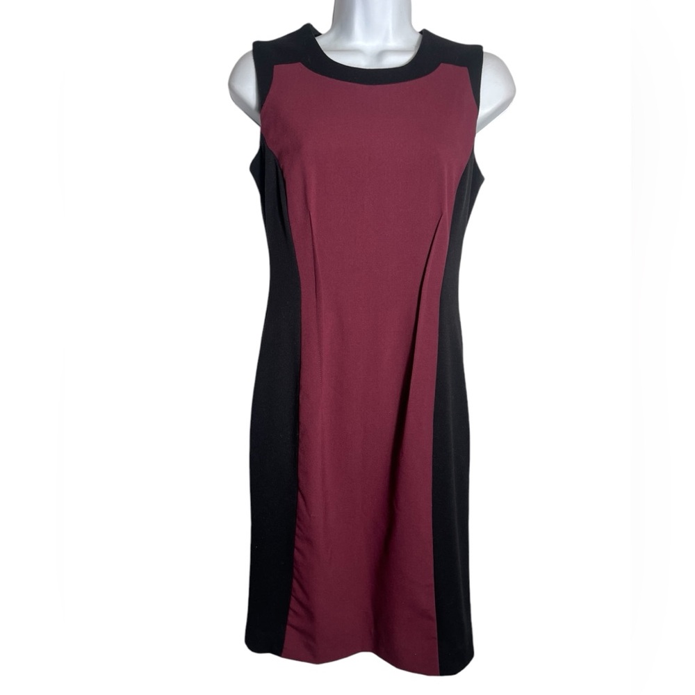 Calvin Klein dress size 2 burgundy red and black classic sheath dress‎ ❤️🖤